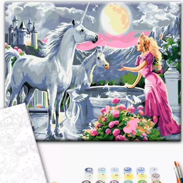 Картина по номерам BrushMe Принцесса и единороги BS25996FC 50 x 40 см / Горизонтальная photo 2