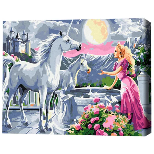 Картина по номерам BrushMe Принцесса и единороги BS25996FC 50 x 40 см / Горизонтальная photo 3