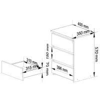 Тумбочки Akord CL3 S40 3SZ 57см x 40см x 35см/ ЛДСП/ Wood photo 3