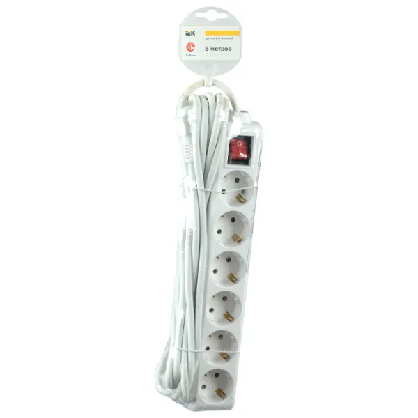 Удлинитель IEK WYP10-16-06-05-ZK-N 5 м Белый photo 2