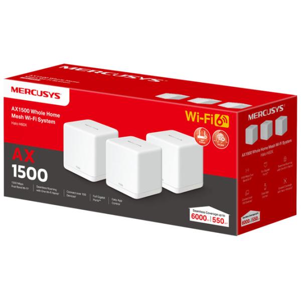 Wi-Fi Роутер Mercusys Halo H60X(3-pack) 300 Мбит/ с/ 1201 Мбит/ с/ Белый photo 3
