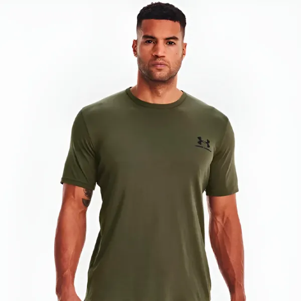 Tricou pentru bărbați Under Armour UA M SPORTSTYLE LC SS-GRN 60% bumbac, 40% poliester/ Darkolivegreen photo 3