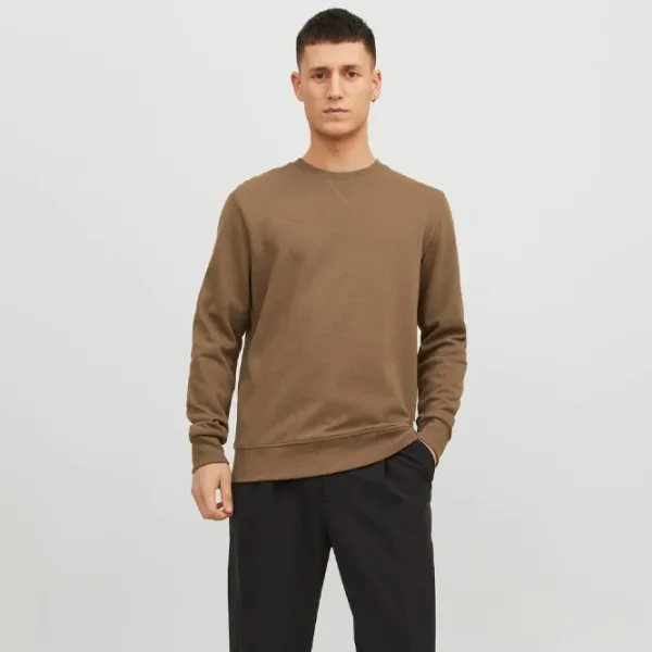 Hanorac pentru bărbați Jack & Jones JJEBASIC SWEAT CREW NECK NOOS Drept/ Brown photo 2