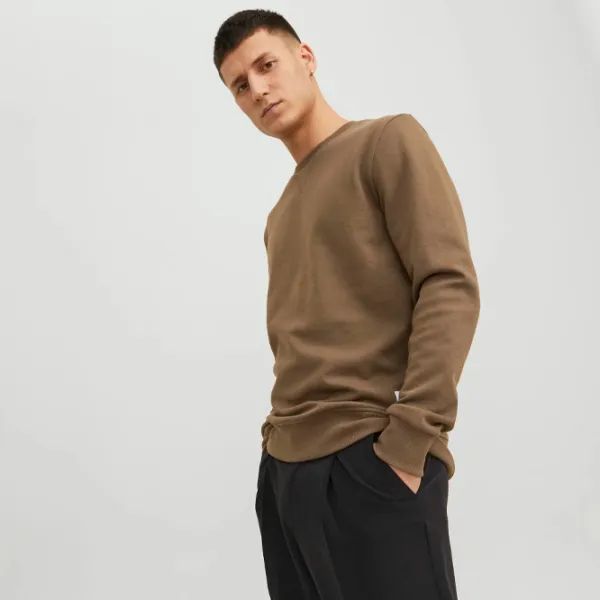 Hanorac pentru bărbați Jack & Jones JJEBASIC SWEAT CREW NECK NOOS Drept/ Brown photo 4