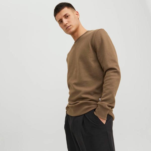 Hanorac pentru bărbați Jack & Jones JJEBASIC SWEAT CREW NECK NOOS Drept/ Brown photo 4