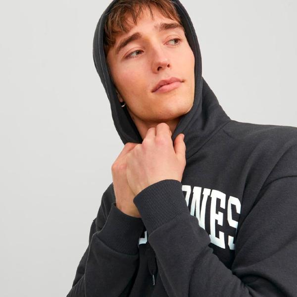 Hanorac pentru bărbați Jack & Jones JJEJOSH SWEAT HOOD NOO Drept/ Black photo 3