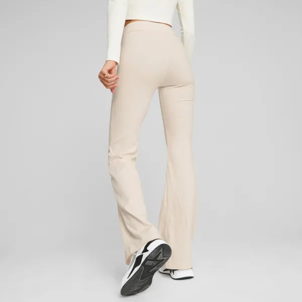 Pantaloni sportivi pentru femei Puma Classics Ribbed Flared Pants L/ Beige photo 4