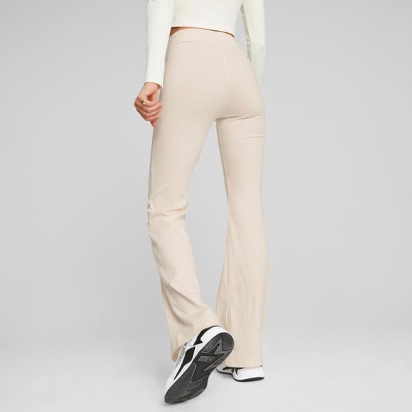 Pantaloni sportivi pentru femei Puma Classics Ribbed Flared Pants L/ Beige photo 4
