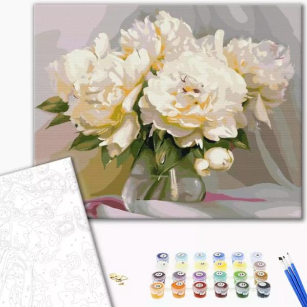 Картина по номерам BrushMe Изысканная нежность пионов BS51373FC 50 x 40 см/ Горизонтальная photo 2