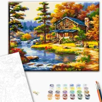 Картина по номерам BrushMe Дом у озера BS51963 50 x 40 см/ Горизонтальная photo 2