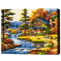 Картина по номерам BrushMe Дом у озера BS51963 50 x 40 см/ Горизонтальная photo 3