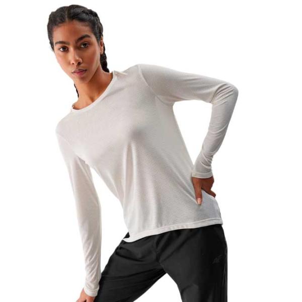 Tricou pentru femei 4F 4FWSS24TFLOF217-11S 100% poliester/ White photo 2