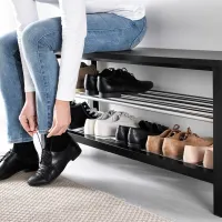 Стеллаж для обуви Ikea Tjusig 5311049 50см x 108см x 34см/ Black/ Белый photo 3