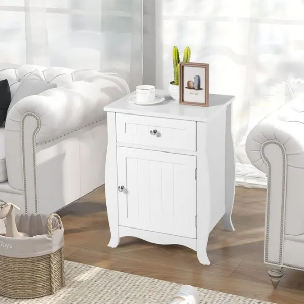 Тумбочки Costway 5675595 60.5см x 45см x 35см/ МДФ/ White photo 2 Тумбочки Costway 5675595 60.5см x 45см x 35см/ МДФ/ White photo 2