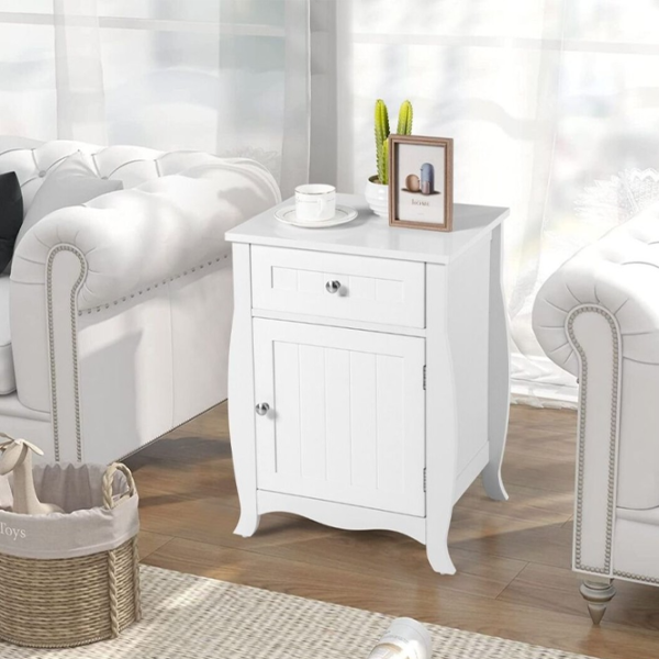 Тумбочки Costway 5675595 60.5см x 45см x 35см/ МДФ/ White photo 2 Тумбочки Costway 5675595 60.5см x 45см x 35см/ МДФ/ White photo 2