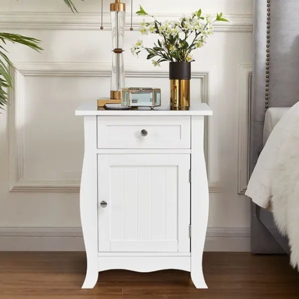 Тумбочки Costway 5675595 60.5см x 45см x 35см/ МДФ/ White photo 3 Тумбочки Costway 5675595 60.5см x 45см x 35см/ МДФ/ White photo 3