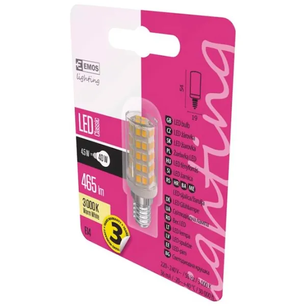 Bec LED EMOS CLASSIC JC ZQ9141 E14/ 4.5 W/ 3000 K/ 465lm/ White photo 4