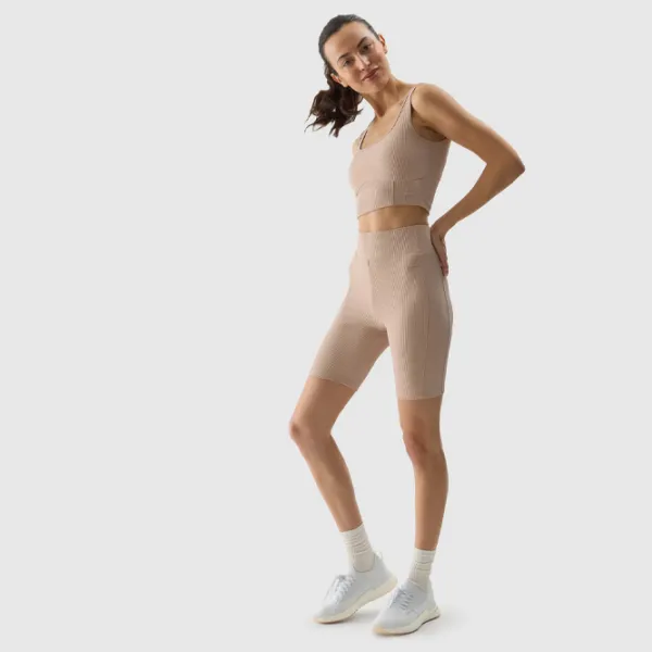 Colanți scurți sport pentru femei 4F 4FWSS24TTIGF150-83S L/ Beige photo 4 Colanți scurți sport pentru femei 4F 4FWSS24TTIGF150-83S L/ Beige photo 4