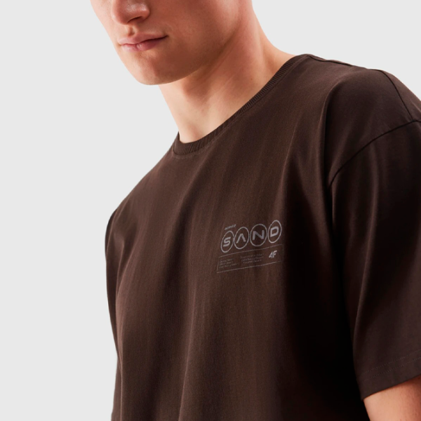 Tricou pentru bărbați 4F 4FWSS24TTSHM1286-80S 100% bumbac/ Brown photo 3