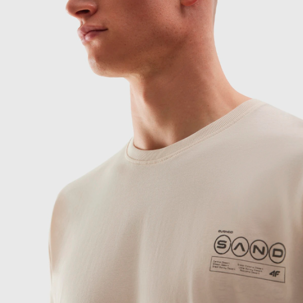 Tricou pentru bărbați 4F 4FWSS24TTSHM1286-83S 100% bumbac/ Beige photo 3