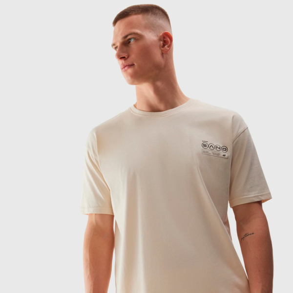 Tricou pentru bărbați 4F 4FWSS24TTSHM1286-83S 100% bumbac/ Beige photo 4