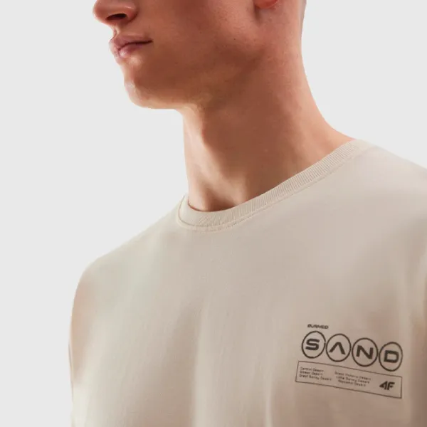 Футболка для мужчин 4F 4FWSS24TTSHM1286-83S 100% хлопок/ Бежевый photo 3