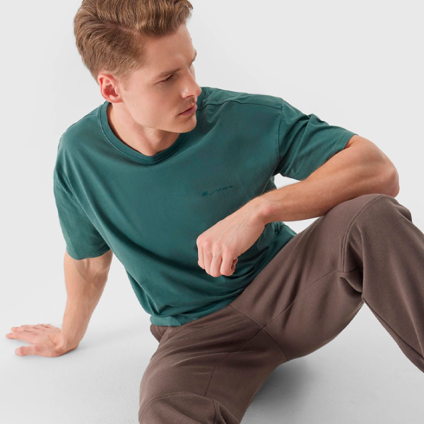 Футболка для мужчин 4F 4FWSS24TTSHM1316-44S 100% хлопок/ Хаки photo 5