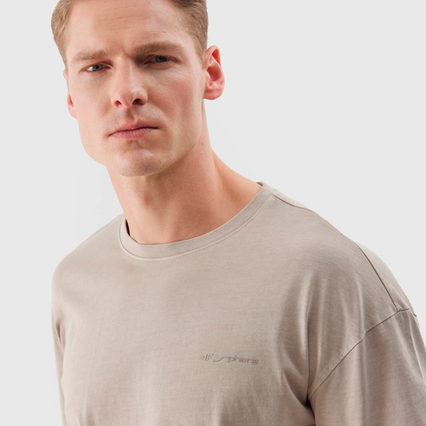 Tricou pentru bărbați 4F 4FWSS24TTSHM1316-83S 100% bumbac/ Beige photo 4