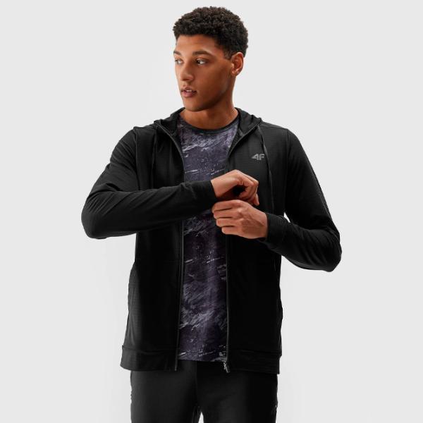 Hanorac pentru bărbați 4F 4FWSS24TFSWM303 Drept/ Black photo 4
