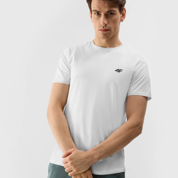 Tricou pentru bărbați 4F 4FWSS24TTSHM1154-10S 100% bumbac/ White photo 2