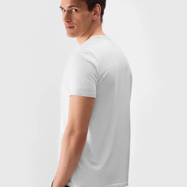 Tricou pentru bărbați 4F 4FWSS24TTSHM1154-10S 100% bumbac/ White photo 4