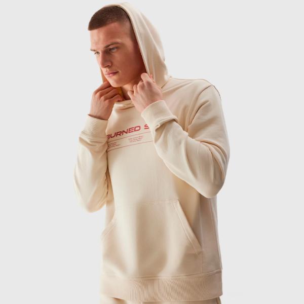 Hanorac pentru bărbați 4F 4FWSS24TSWSM1012 Drept/ Beige photo 4