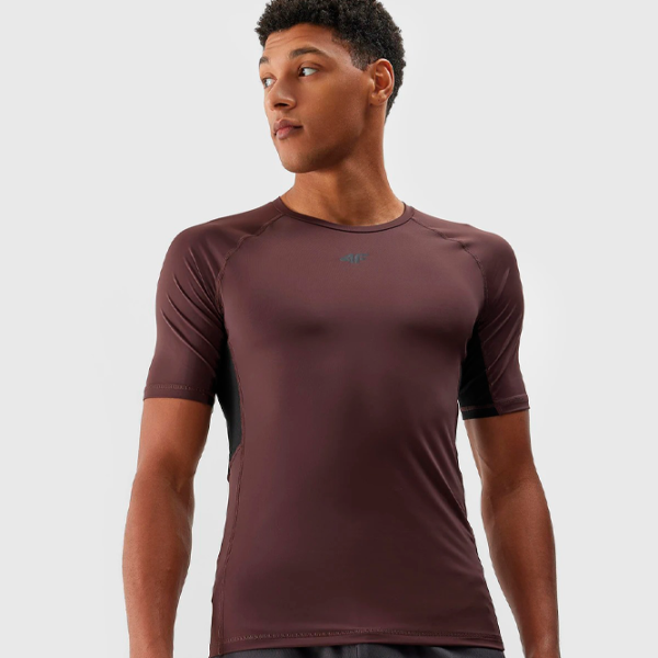 Tricou pentru bărbați 4F 4FWSS24TFTSM700-81S 89% poliester, 11% elastan/ Brown photo 2