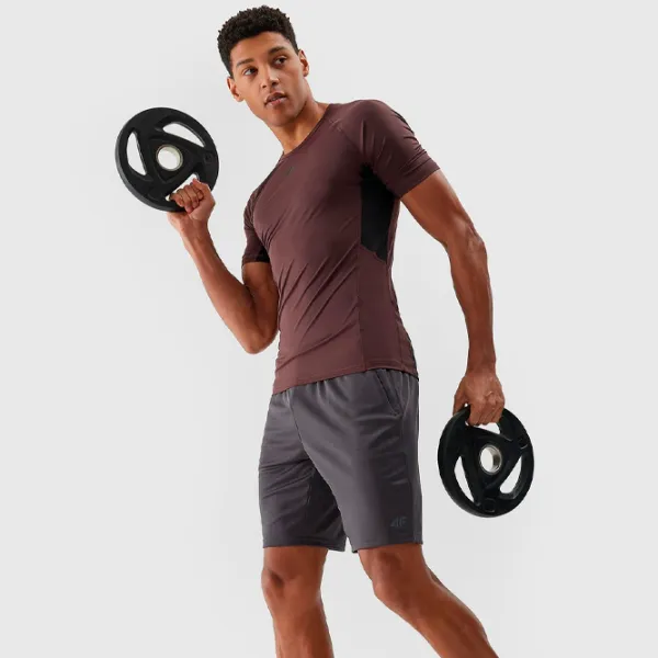 Tricou pentru bărbați 4F 4FWSS24TFTSM700-81S 89% poliester, 11% elastan/ Brown photo 5