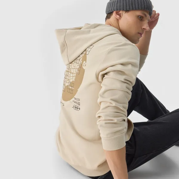 Hanorac pentru bărbați 4F 4FRSS24TSWSM1624 Drept/ Beige photo 4