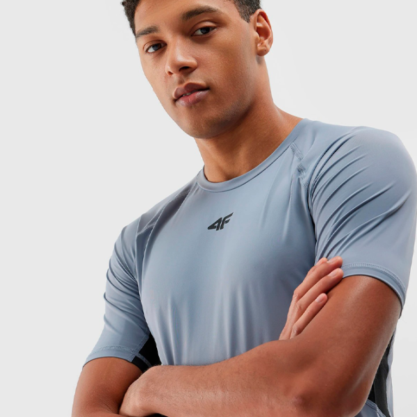 Tricou pentru bărbați 4F 4FWSS24TFTSM700-27S 89% poliester, 11% elastan/ Gray photo 3