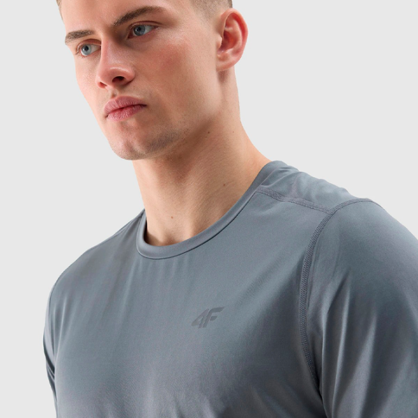 Tricou pentru bărbați 4F 4FWSS24TFTSM598-25S 90% poliester, 10% elastan/ Gray photo 4