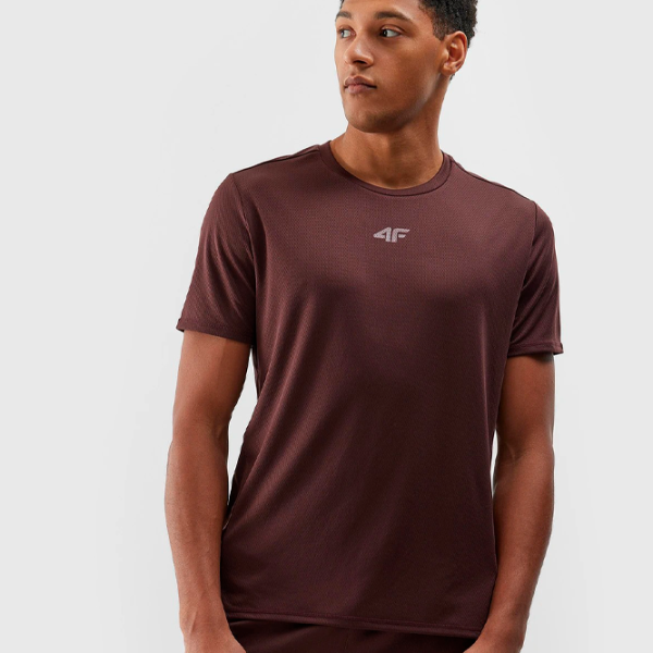 Tricou pentru bărbați 4F 4FWSS24TFTSM702-81S 100% poliester/ Brown photo 2