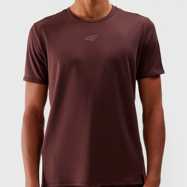 Tricou pentru bărbați 4F 4FWSS24TFTSM702-81S 100% poliester/ Brown photo 4