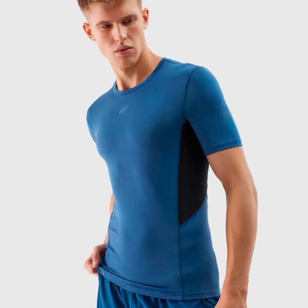 Tricou pentru bărbați 4F 4FWSS24TFTSM600-31S 88% poliester, 12% elastan/ Navy Blue photo 2
