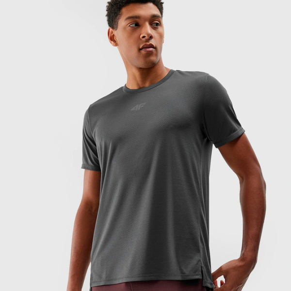 Tricou pentru bărbați 4F 4FWSS24TFTSM702-22S 100% poliester/ Gray photo 2