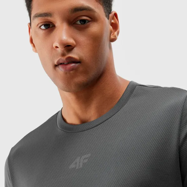 Tricou pentru bărbați 4F 4FWSS24TFTSM702-22S 100% poliester/ Gray photo 4