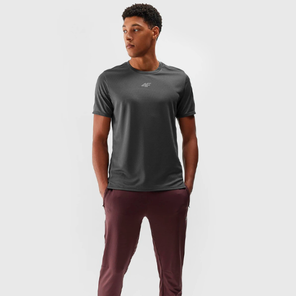 Tricou pentru bărbați 4F 4FWSS24TFTSM702-22S 100% poliester/ Gray photo 3