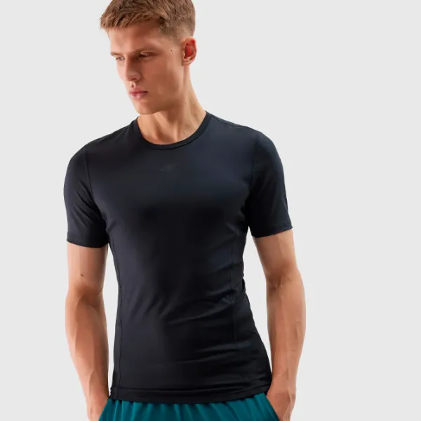 Tricou pentru bărbați 4F 4FWSS24TFTSM600-20S 88% poliester, 12% elastan/ Black photo 2