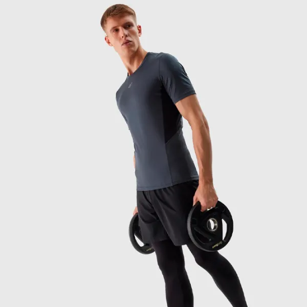 Tricou pentru bărbați 4F 4FWSS24TFTSM600-22S 88% poliester, 12% elastan/ Graphite photo 4