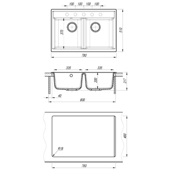 Кухонная мойка Dr.Gans Astra 780 78 x 51 / Искусственный камень / Бежевый Латте photo 3