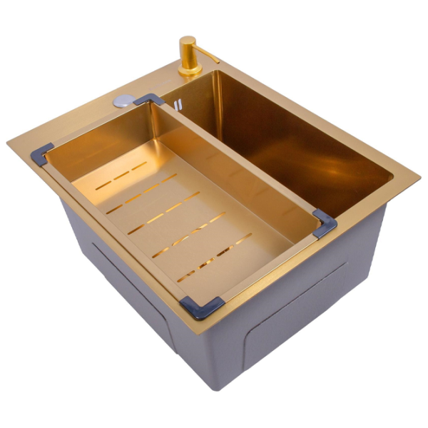 Кухонная мойка SanDonna HD4050 + Baterie 50 x 40 / Нержавеющая сталь / Золото photo 2