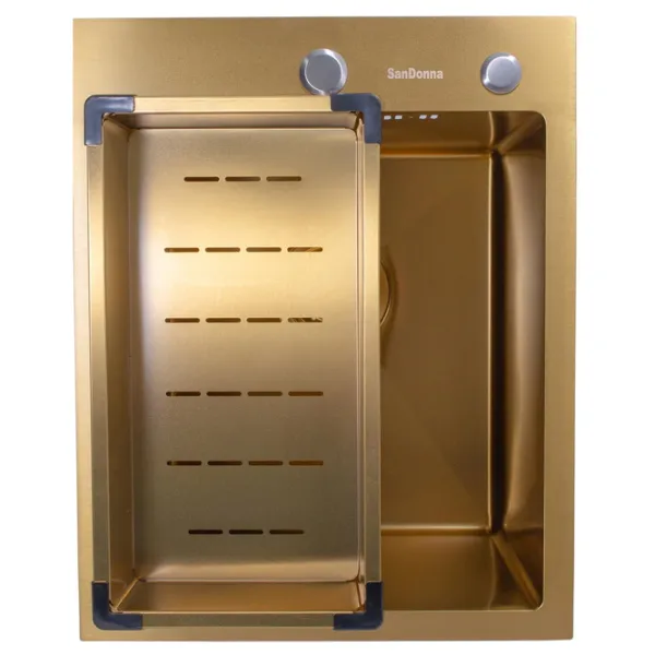 Кухонная мойка SanDonna HD4050 + Baterie 50 x 40 / Нержавеющая сталь / Золото photo 3