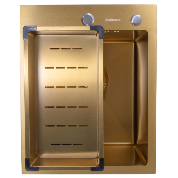 Кухонная мойка SanDonna HD4050 + Baterie 50 x 40 / Нержавеющая сталь / Золото photo 3