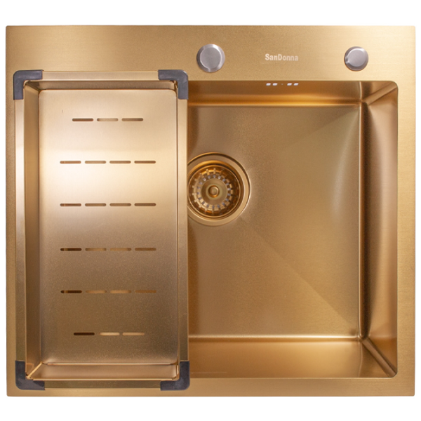 Chiuvetă SanDonna HD5550 + Baterie 55 x 50 / Oțel inoxidabil / Gold photo 2 Chiuvetă SanDonna HD5550 + Baterie 55 x 50 / Oțel inoxidabil / Gold photo 2
